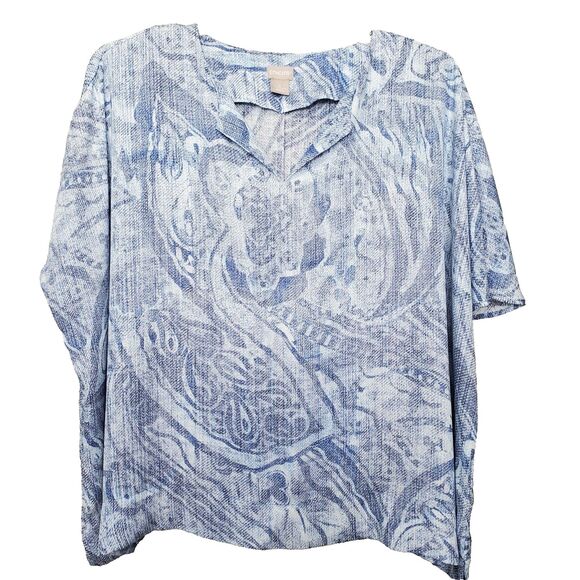 Chico's Tops - Chico's Printed Split Neck Dolman Sleeve Oversized Lightweight Blouse Size 3(XL)
